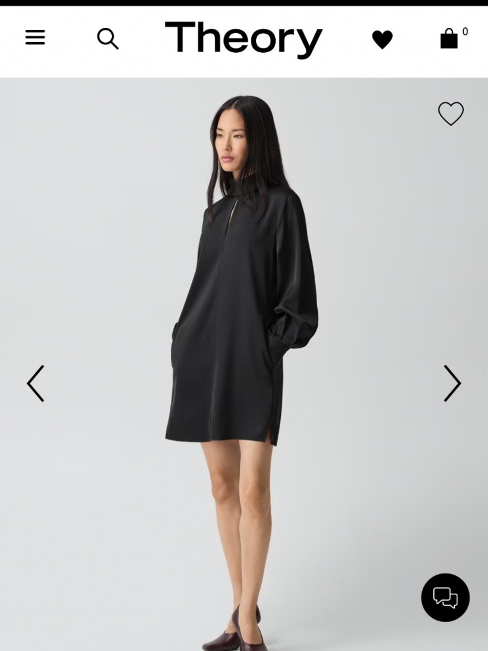 Theory long sleeve tie back satin dress